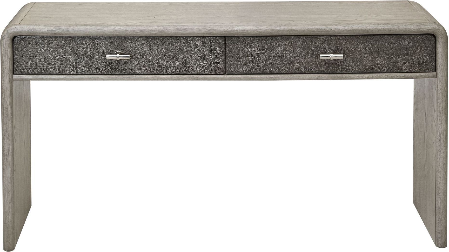 French Mid Century Grey Hard Wood Gray Oak&shagreen Faux Ray Skin Inside Faux Shagreen Console Tables (View 8 of 20)