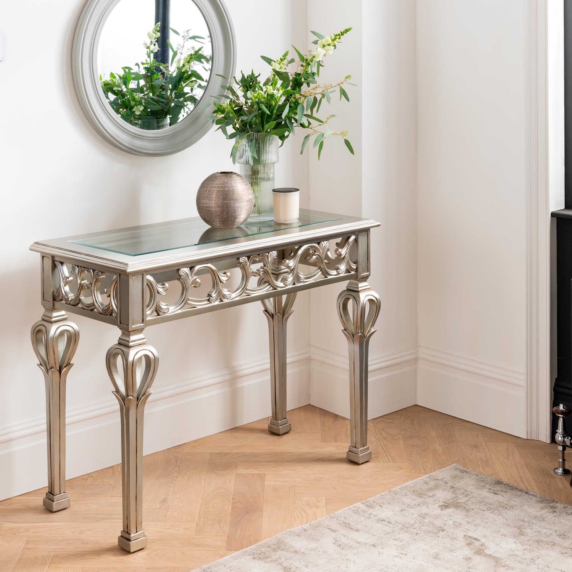 French Silver Console Table | Silver Console Table | Console Table Intended For Glass And Pewter Console Tables (View 8 of 20)
