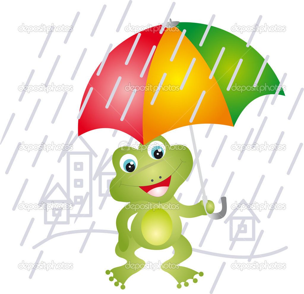 Frog With Umbrella With Regard To Rain Forest Print Round Storage Ottomans Set Of  (View 8 of 20)