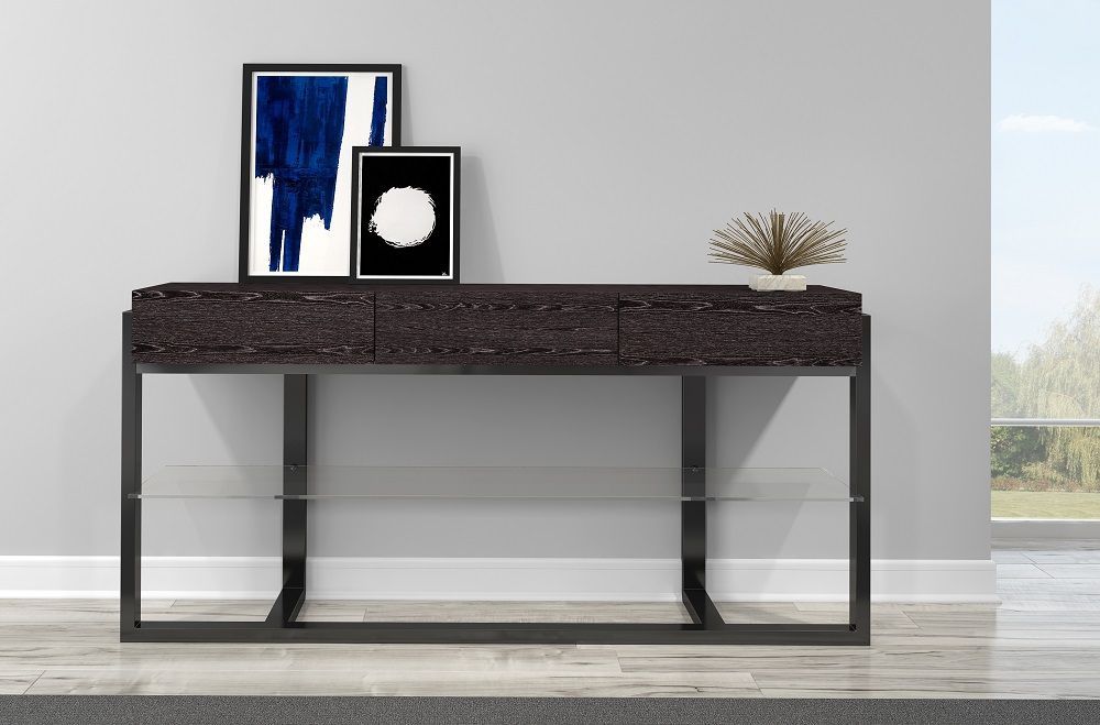 Furnitech – 64" Multi Functional Contemporary Console Table With Regarding Matte Black Console Tables (View 10 of 20)