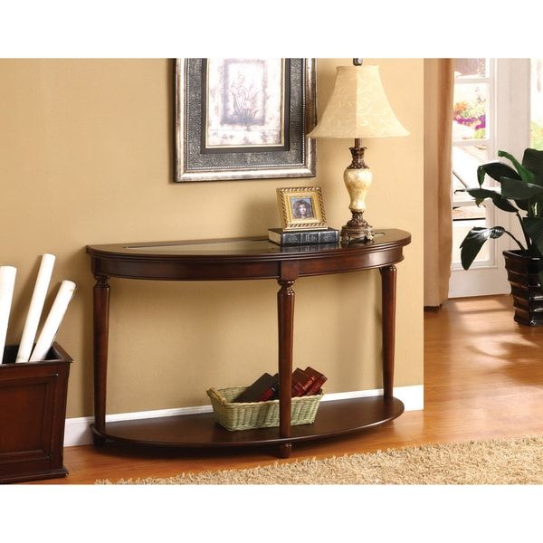 Furniture Of America Crescent Glass Top Console/ Sofa/ Entry Way Table Regarding Espresso Wood And Glass Top Console Tables (View 18 of 20)