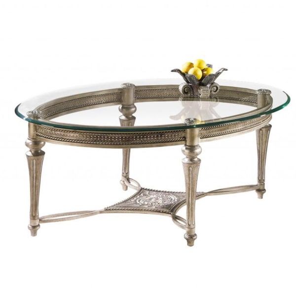 Galloway Oval Cocktail Table W/ Glass Top – 15393762 – Overstock In Glass And Gold Oval Console Tables (View 8 of 20)