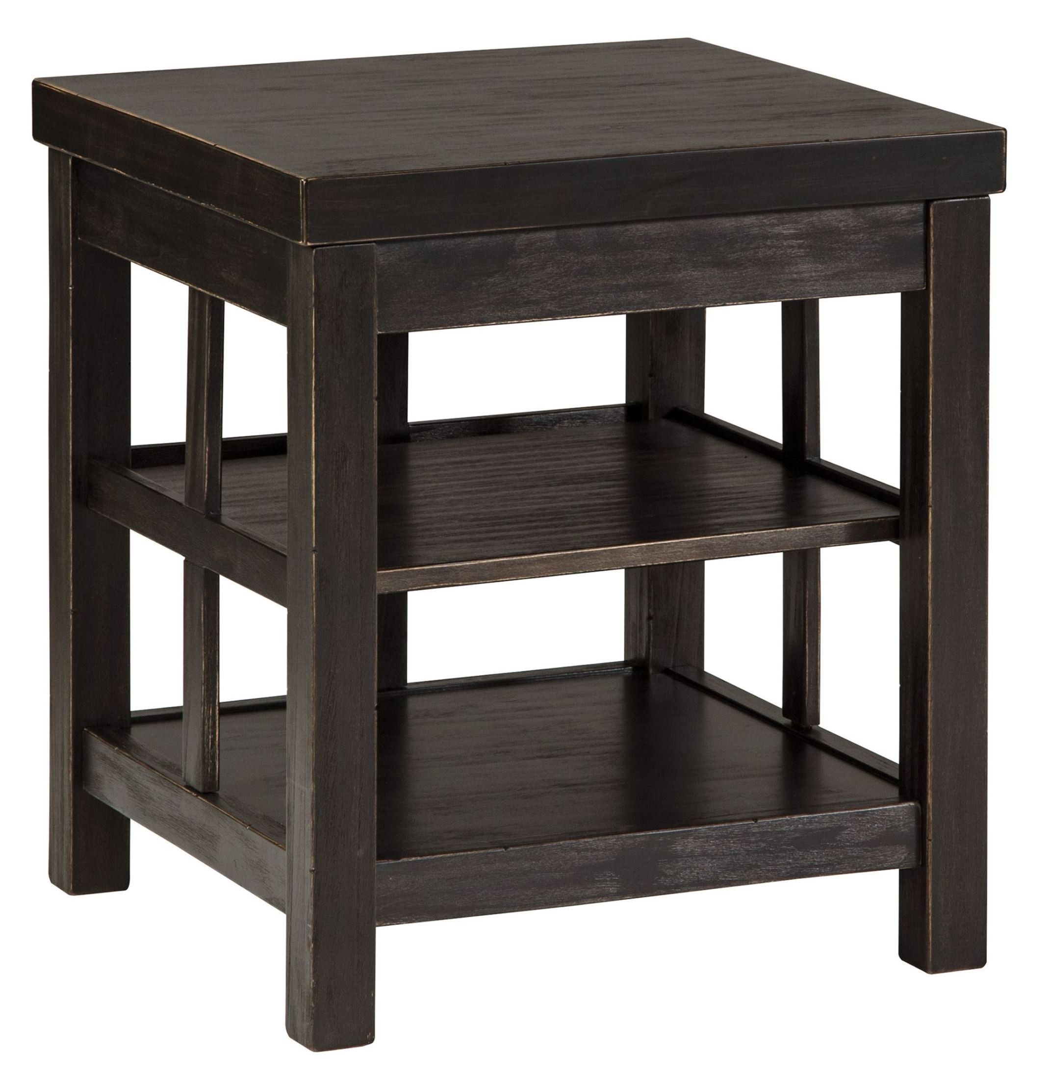 Gavelston Vintage Rub Through Black Square End Table From Ashley (t752 In Square Matte Black Console Tables (View 15 of 20)