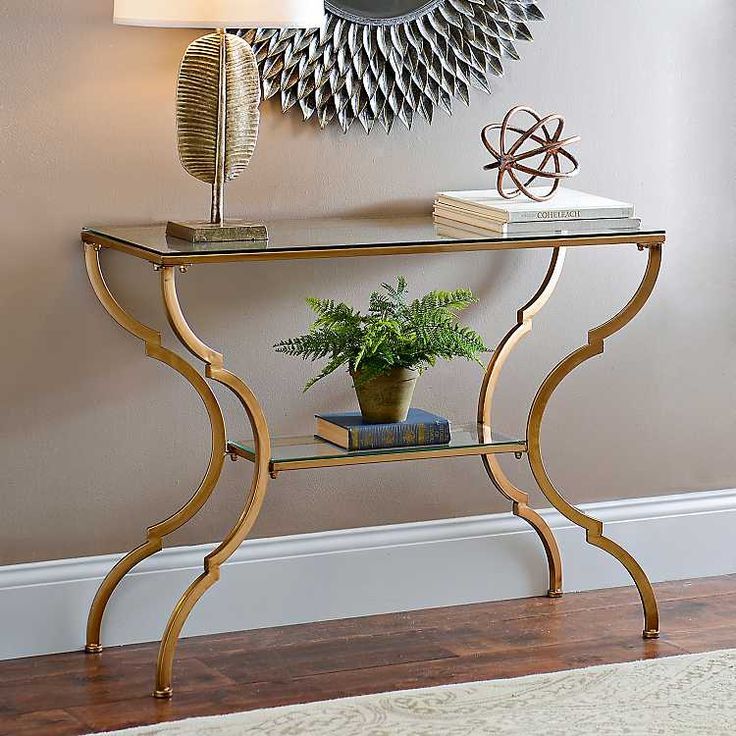 Geometric Gold Glass Console Table | Kirklands | Glass Console Table Within Gold Console Tables (View 13 of 20)