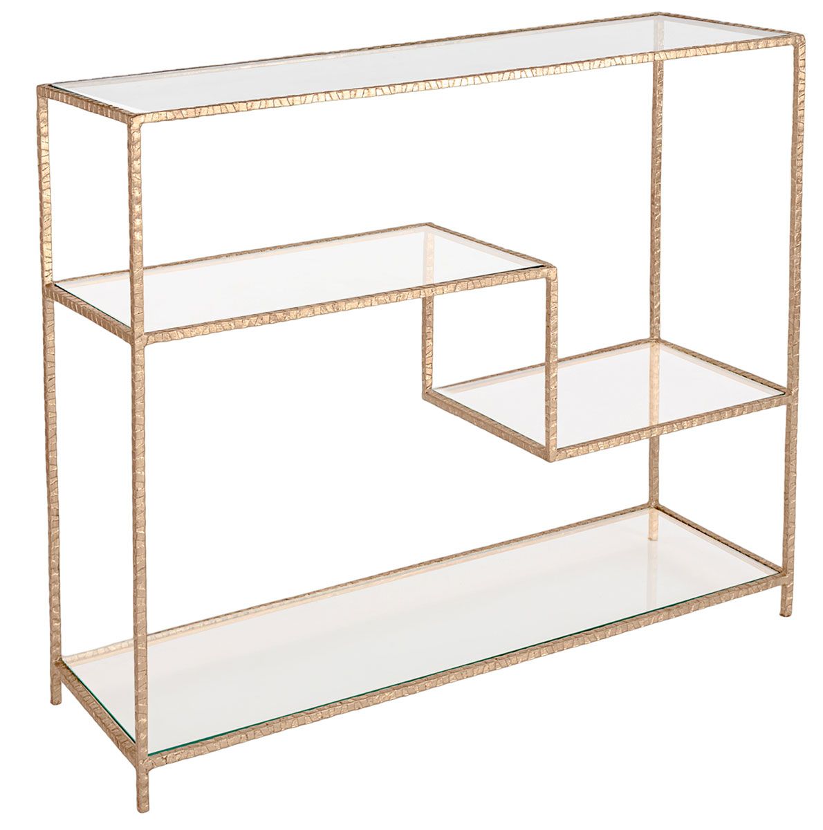 Geometric Metal Glass Gold Shelving Console Table – Safavieh Inside Geometric Glass Top Gold Console Tables (View 16 of 20)