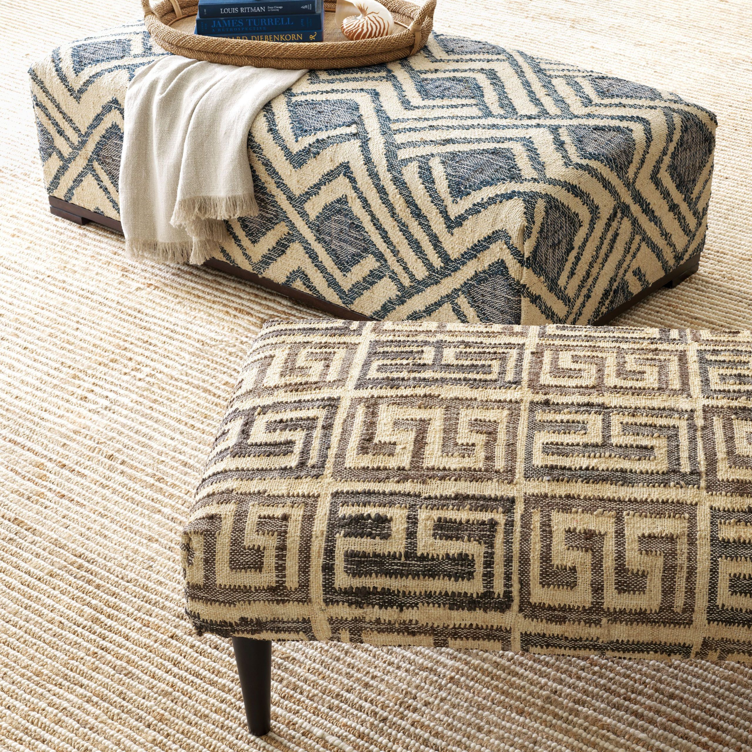 Geometric Patterned Ottomans Are An Easy Way Add Color And Texture To Throughout Textured Gray Cuboid Pouf Ottomans (View 11 of 20)