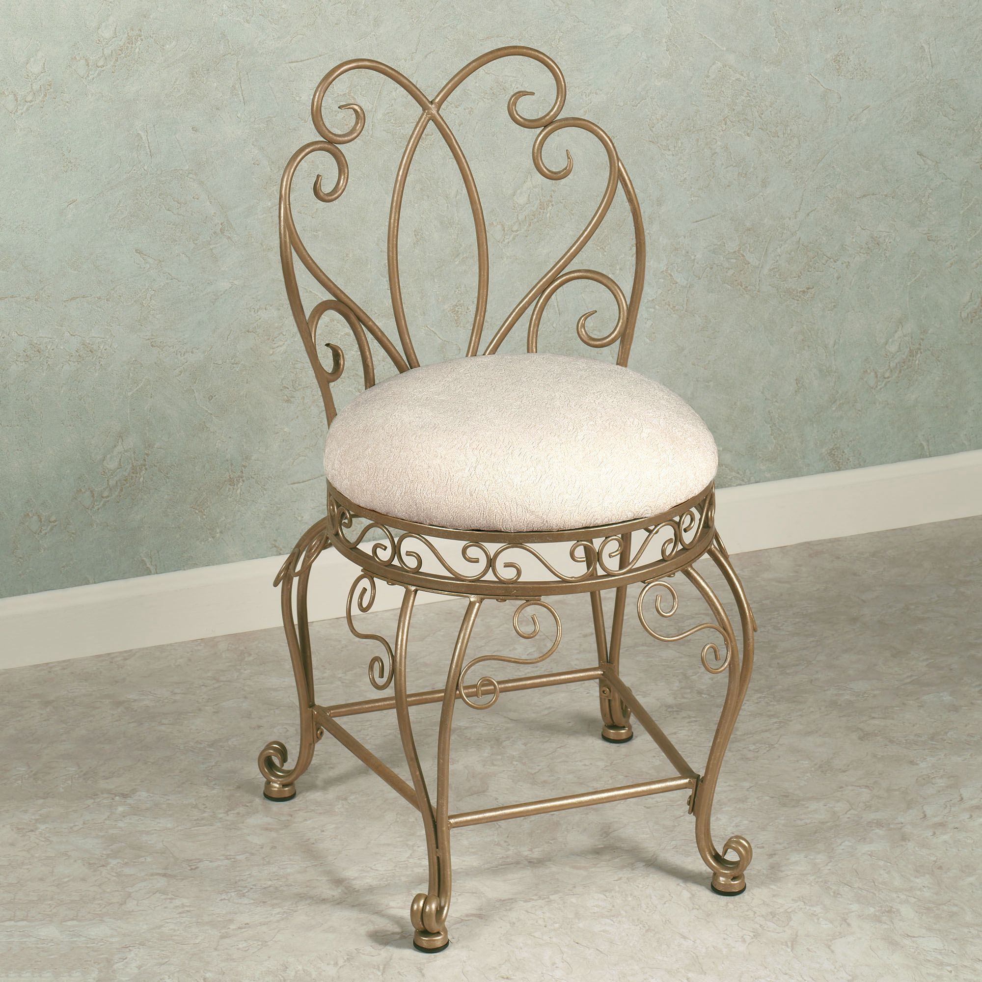 Gianna Vanity Chair Intended For Cream And Gold Hardwood Vanity Seats (View 9 of 20)