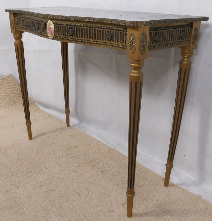 Gilt Framed Faux Marble Top Console Table For Faux Marble Console Tables (View 8 of 20)