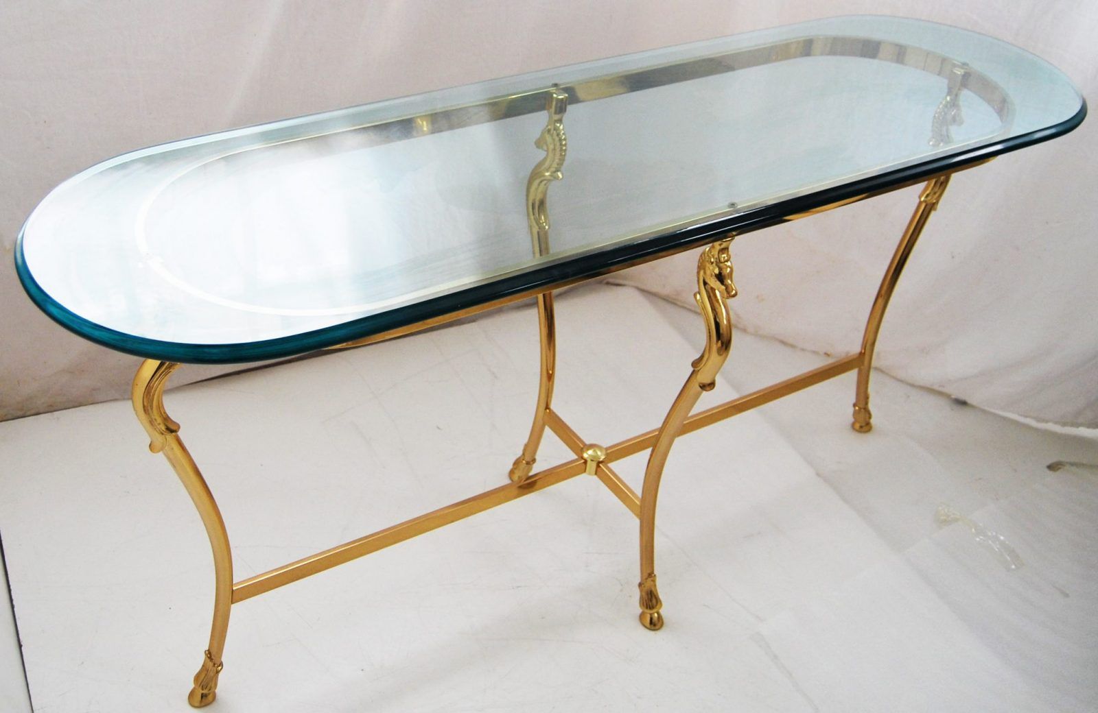 Glass And Brass Console Table Jensen Style Within Brass Smoked Glass Console Tables (View 17 of 20)