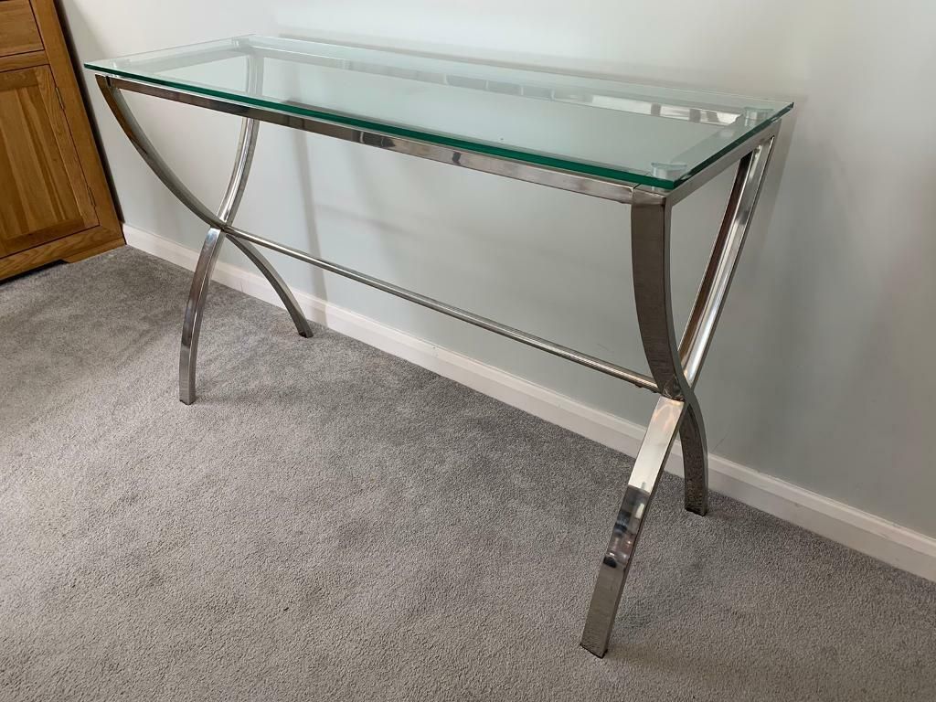 Glass/chrome Console Table | In Farnborough, Hampshire | Gumtree In Chrome And Glass Rectangular Console Tables (View 11 of 20)