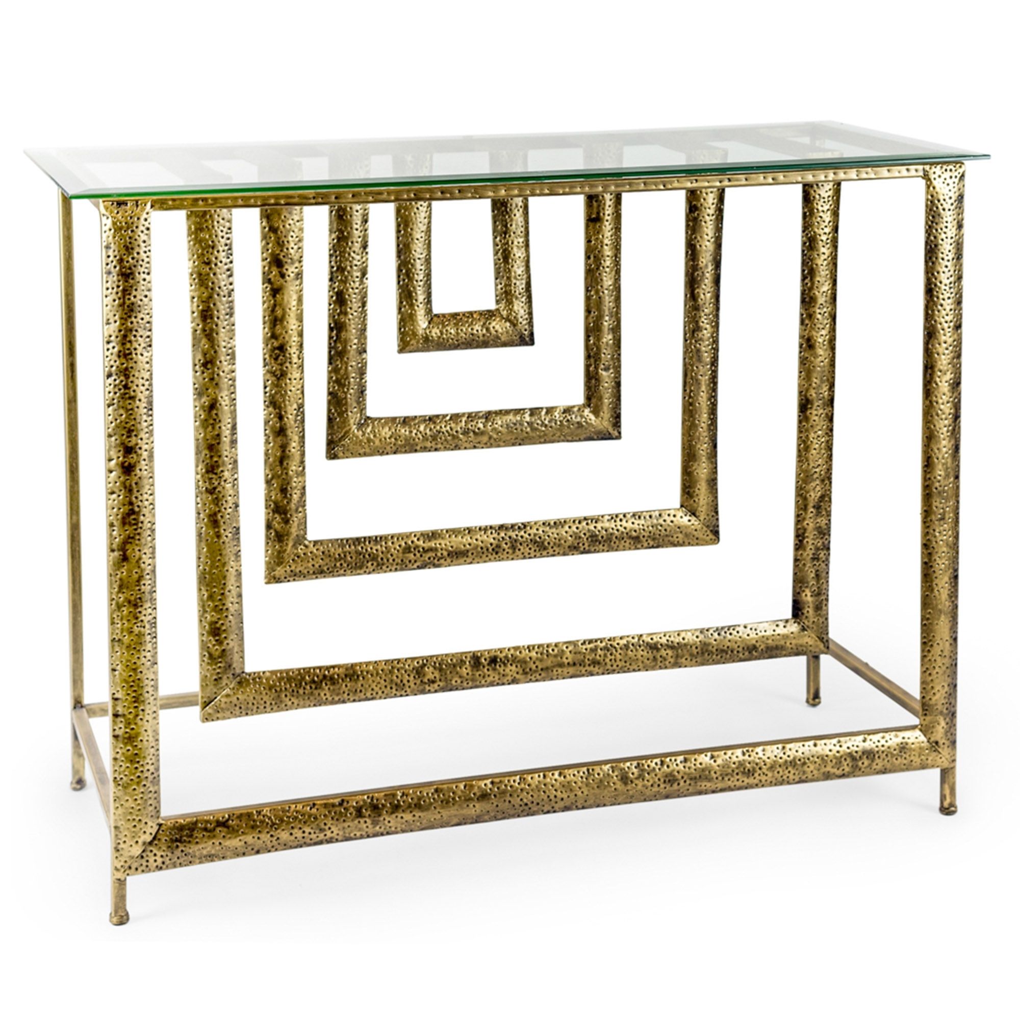 Glass Top Gold Metal Dimensions Console Table | Metal Glass Furniture Within Antique Gold Aluminum Console Tables (View 6 of 20)