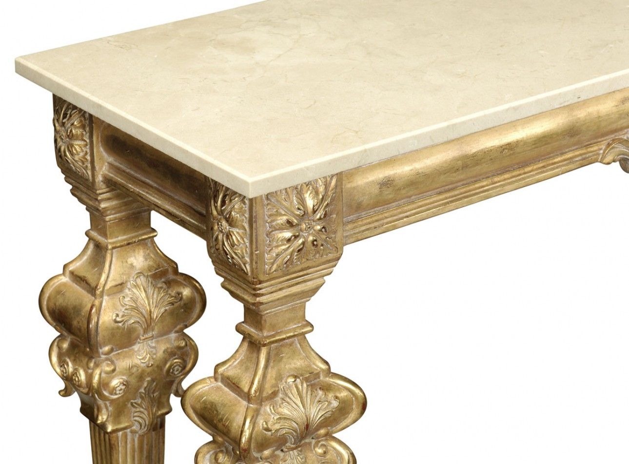 Gold Antique Finish, Marble Top, Hand Carved (View 14 of 20)