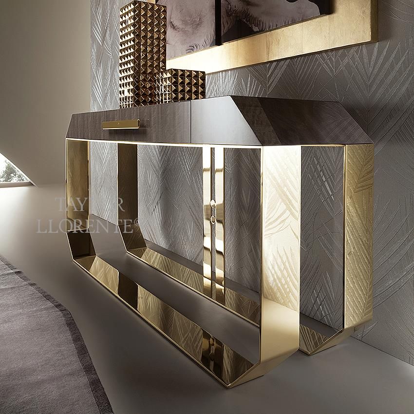 Gold Console Table – Luxury Designer Consoles | Taylor Llorente Furniture With Regard To Walnut Wood And Gold Metal Console Tables (View 15 of 20)