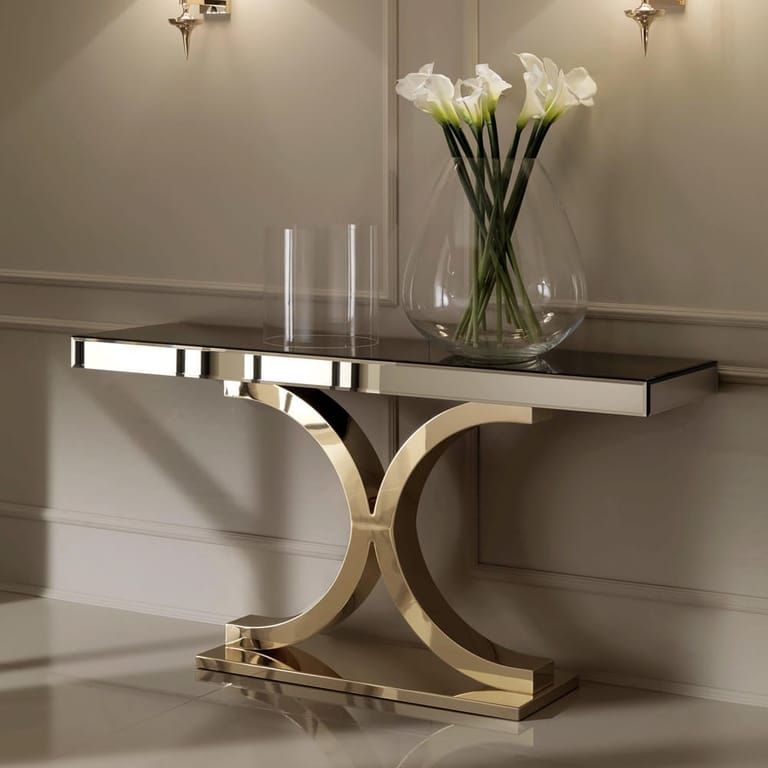 Gold Contemporary Italian Designer Marble Console And Mirror Set With Regard To Marble And White Console Tables (View 3 of 20)