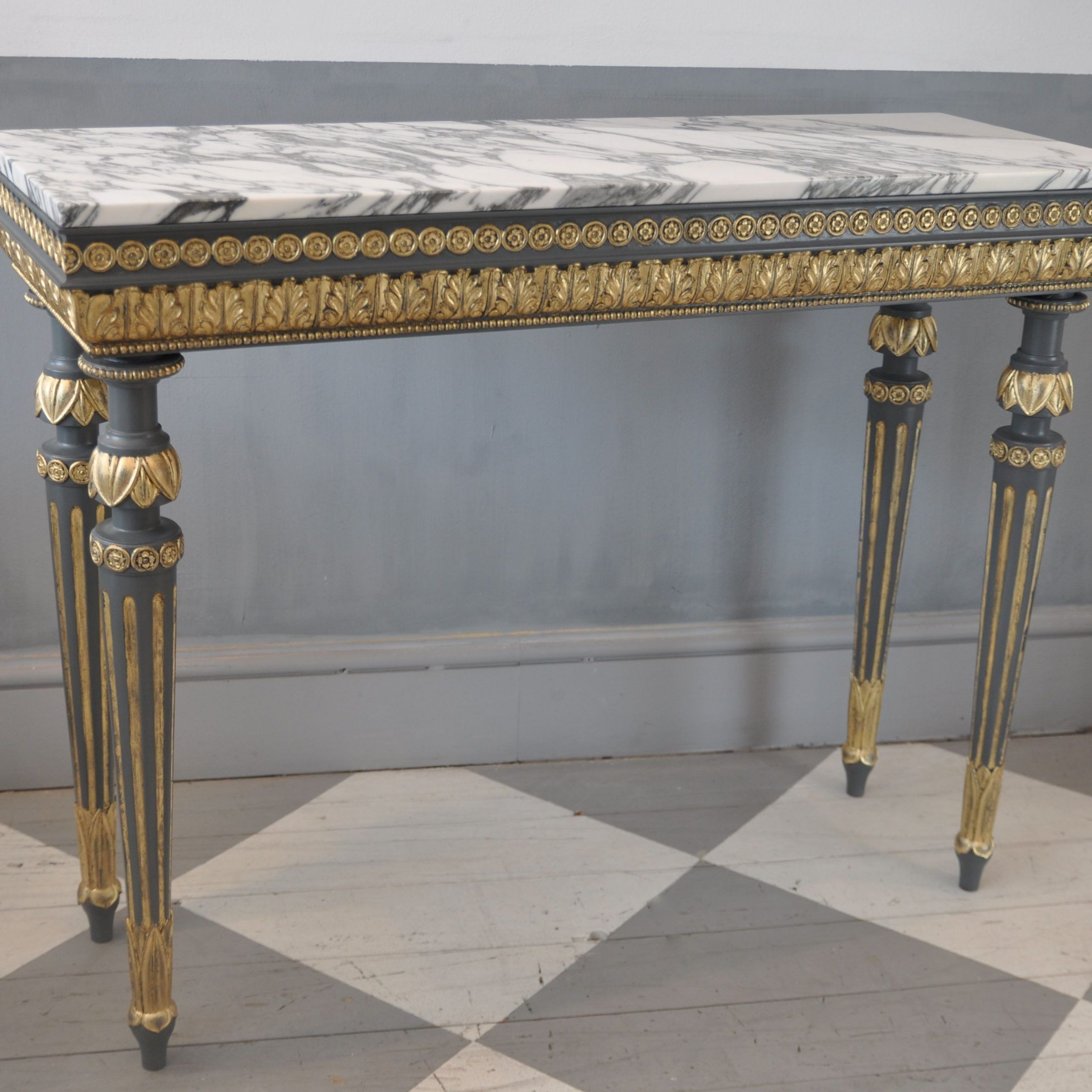Gold Gilded Console Table With Marble Top | Swedish Furniture Throughout Marble Top Console Tables (View 6 of 20)