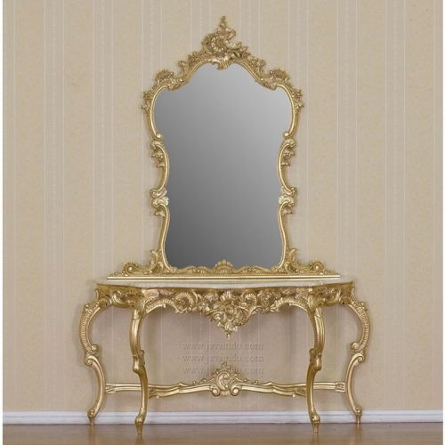 Gold Gilt Marble Console Table With Mirror | Antique Console Table Inside Antique Mirror Console Tables (View 11 of 20)