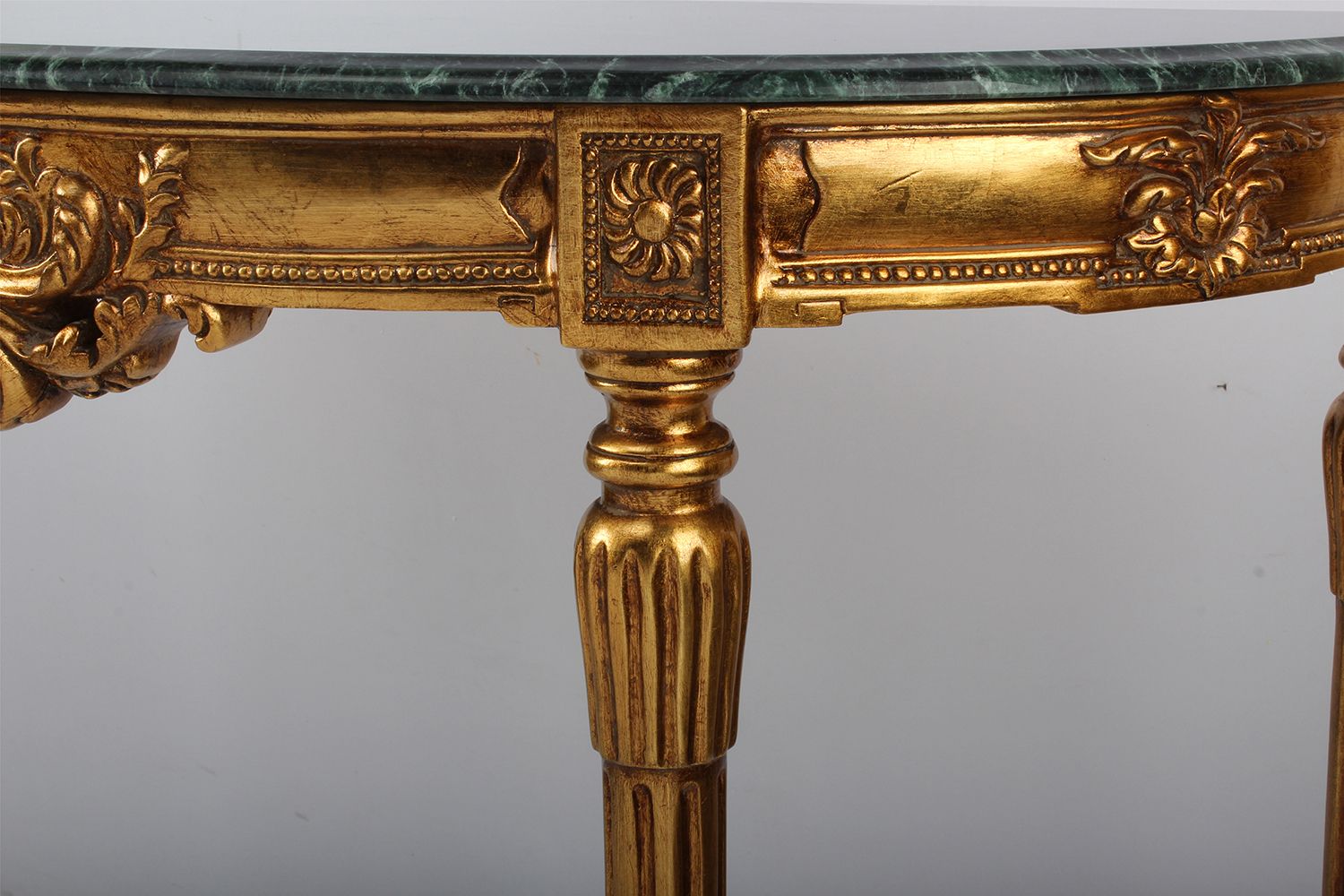 Gold Leaf Antique Slim Four Legs Marble Top Console Table – Buy French Within Antique Blue Gold Console Tables (View 2 of 20)