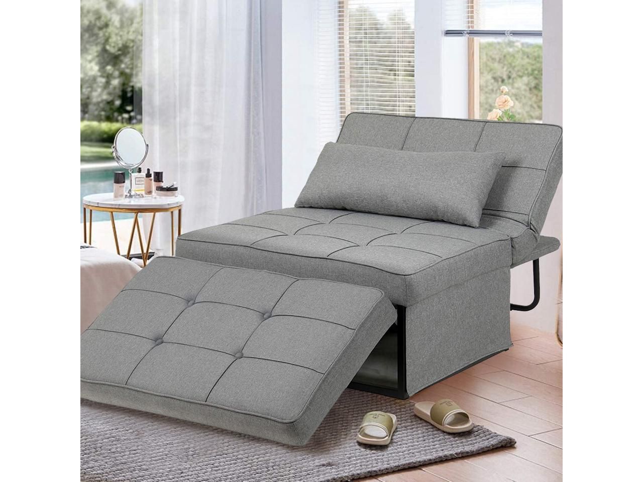 Googic Sofa Bed, Convertible Chair 4 In 1 Multi Function Folding Regarding Light Gray Fold Out Sleeper Ottomans (View 7 of 20)