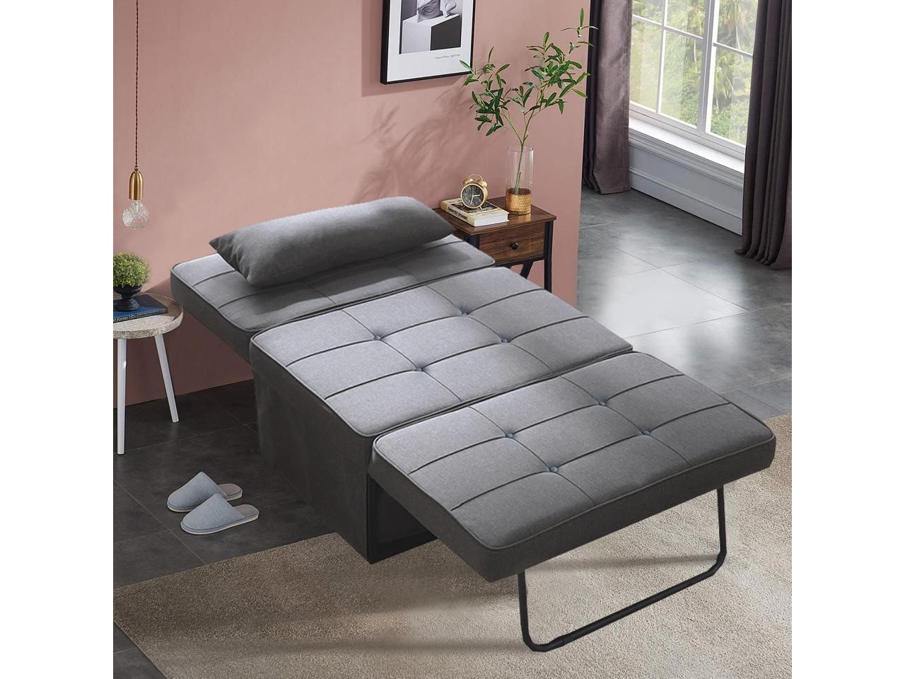 Googic Sofa Bed, Convertible Chair 4 In 1 Multi Function Folding Within Light Gray Fold Out Sleeper Ottomans (View 2 of 20)