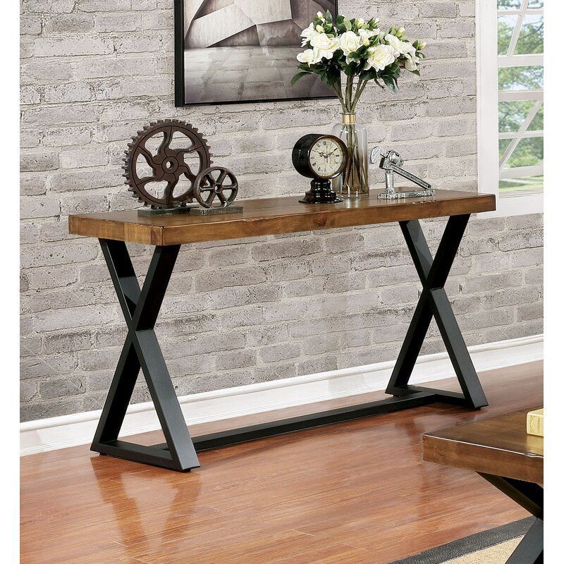 Gracie Oaks Sikeston Industrial 50" Solid Wood Console Table & Reviews Regarding Wood Console Tables (View 13 of 20)