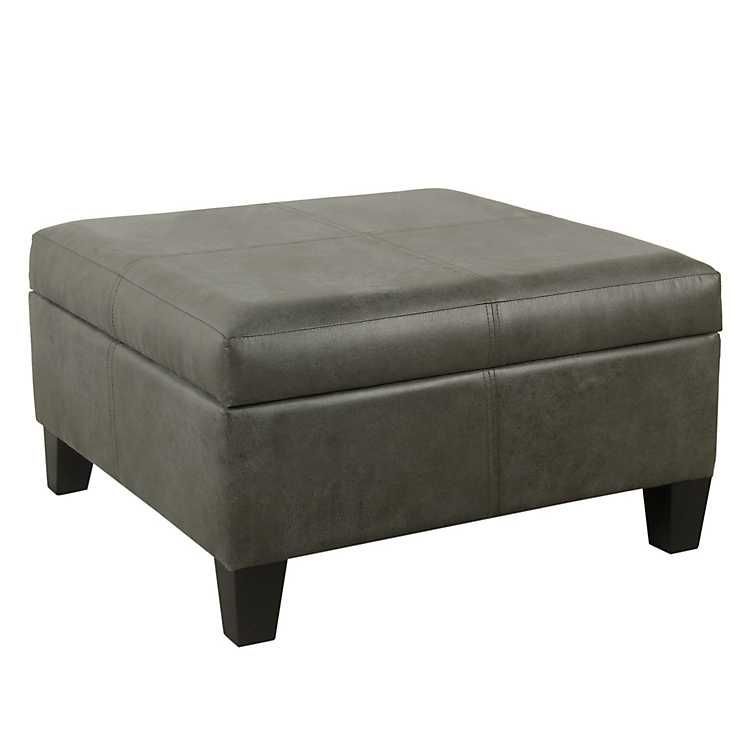 Gray Faux Leather Storage Ottoman From Kirkland's In 2020 | Leather Inside Gray Velvet Ottomans With Ample Storage (View 6 of 20)