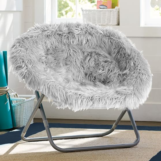 Gray Fur Rific Faux Fur Round Chair | Pottery Barn Teen Regarding Lack Faux Fur Round Accent Stools With Storage (View 8 of 20)