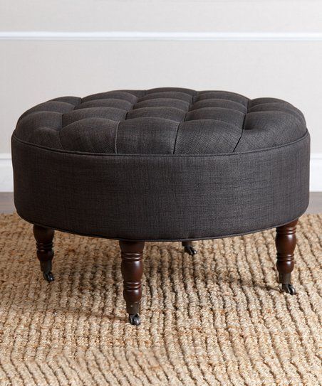 Gray Tufted Claire Ottoman | Zulily | Fabric Tufted Ottoman, Round With Regard To White And Blush Fabric Square Ottomans (View 13 of 20)