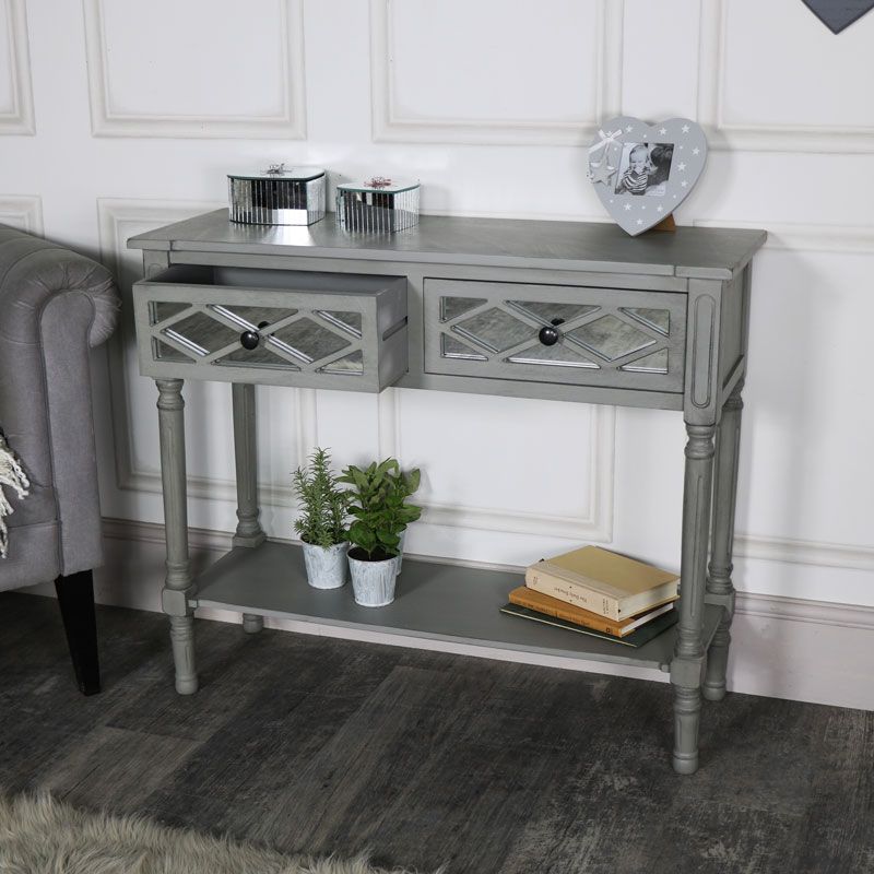 Grey Mirrored Console Table Vienna Range – Melody Maison® In Mirrored Modern Console Tables (View 15 of 20)