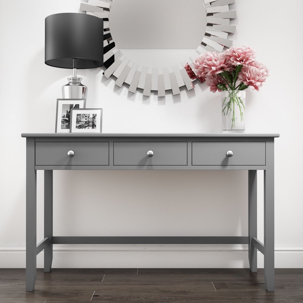 Grey Solid Wood Console Table Grey Finish Hallway Living Room Home With Vintage Gray Oak Console Tables (View 12 of 20)