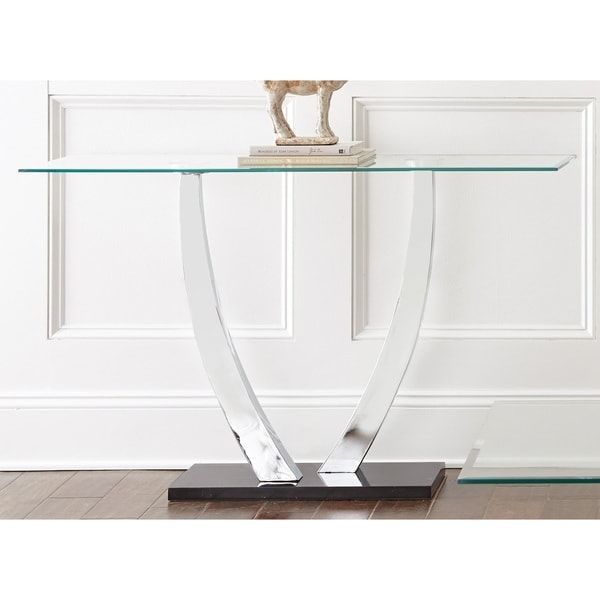 Greyson Living Kendal Chrome And Glass Sofa Table – Overstock – 10191331 Intended For Glass And Chrome Console Tables (View 11 of 20)