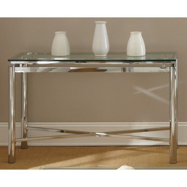 Greyson Living Natal Chrome Metal/glass Sofa Table – Free Shipping With Regard To Silver Mirror And Chrome Console Tables (View 15 of 20)