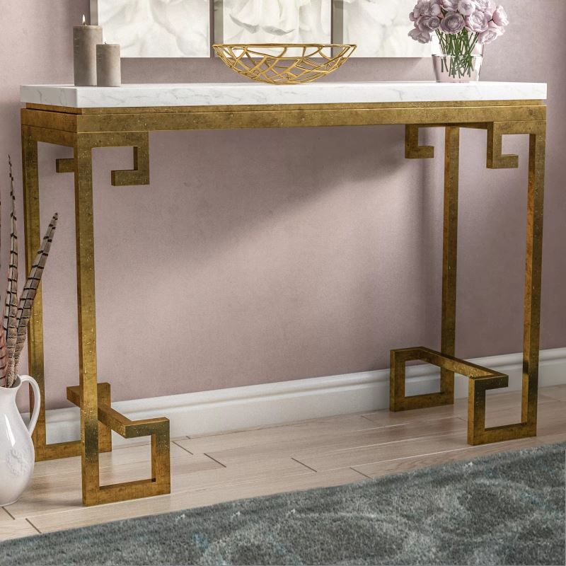 Gulliver Goldtone Iron And White Marble Console Table – Mocome Regarding White Marble And Gold Console Tables (View 3 of 20)