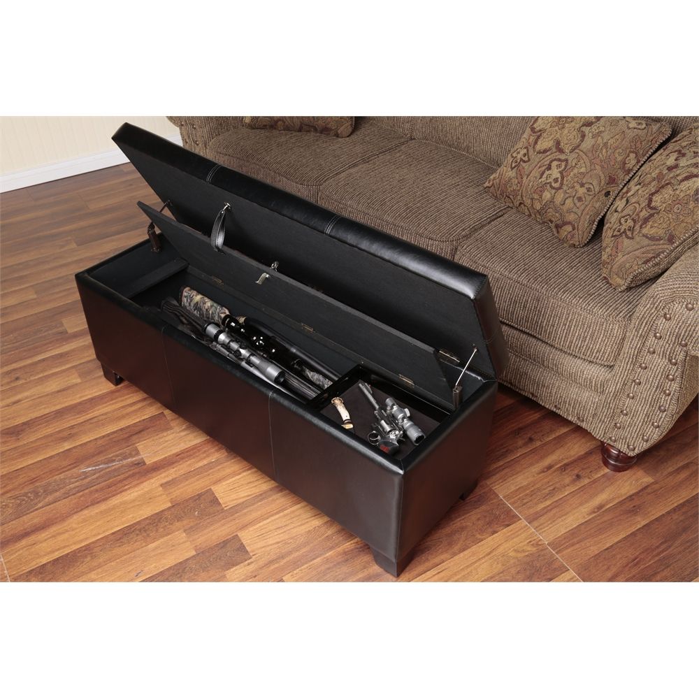 Gun Concealment Bench For Brown Natural Skin Leather Hide Square Box Ottomans (View 16 of 20)