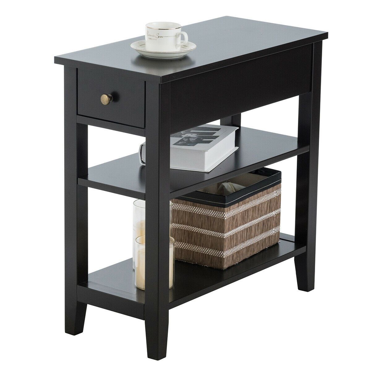 Gymax 3 Tier Nightstand Bedside Table Sofa Side End Table W/double Inside 3 Tier Console Tables (View 5 of 20)