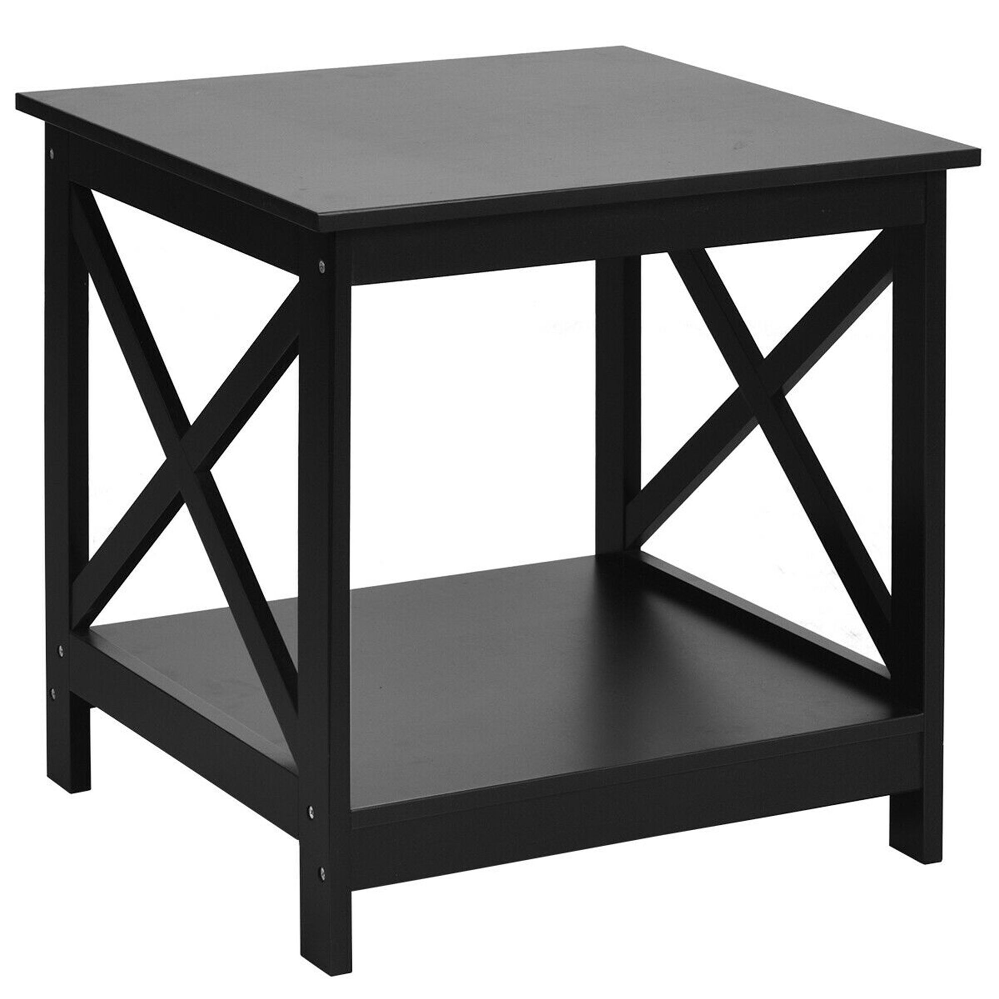 Gymax End Table X Design Display Shelves Accent Sofa Side Table With Aged Black Console Tables (View 17 of 20)