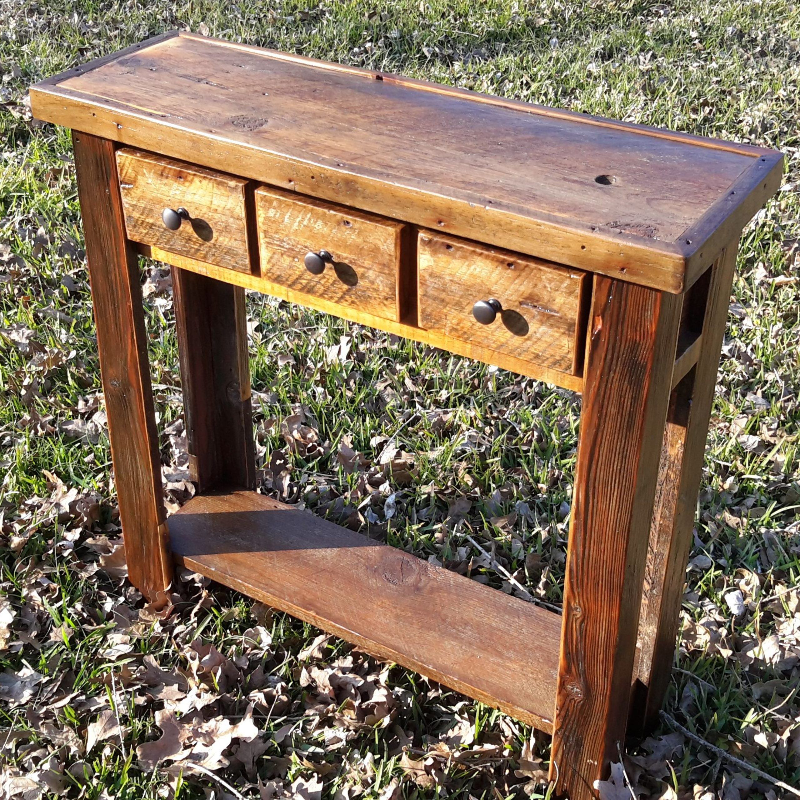 Hand Crafted Authentic Montana Made Barnwood Sofa Table/entryway Table Pertaining To Smoked Barnwood Console Tables (View 6 of 20)