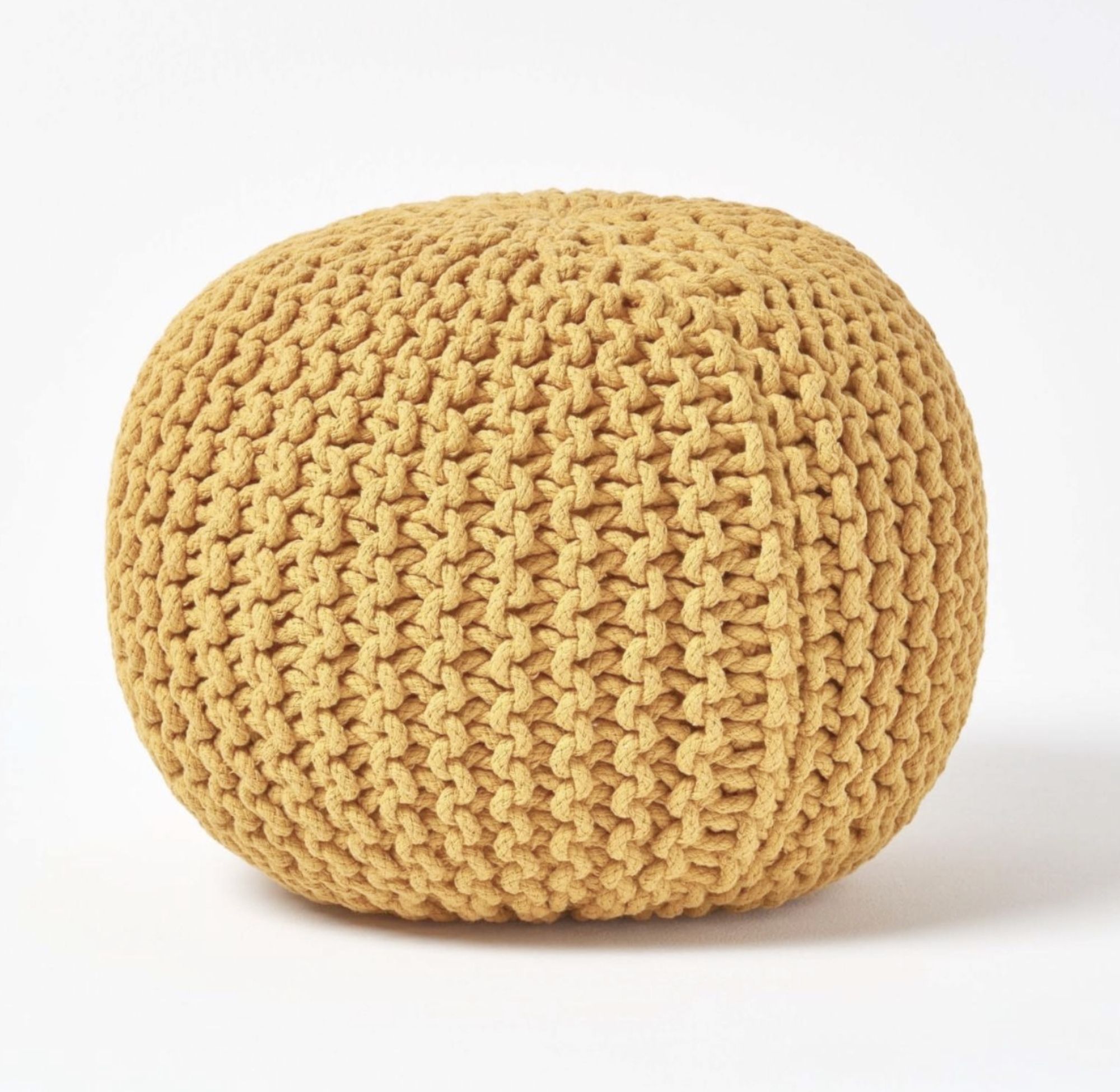 Hand Knitted Cable Style 100% Cotton Braided Cord Pouf Ottoman 20 Inch With Regard To Cream Cotton Knitted Pouf Ottomans (View 10 of 20)