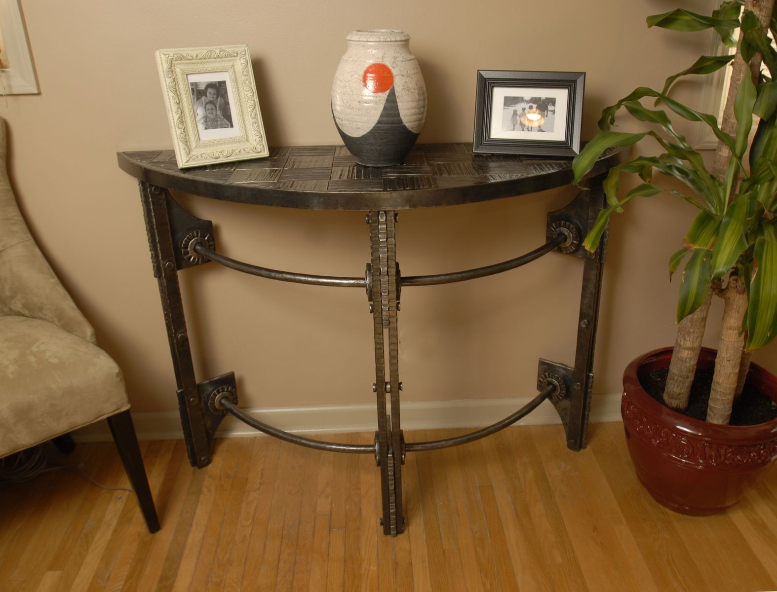 Hand Made Hand Forged Iron Half Round Console Tablearc Iron Regarding 2 Piece Round Console Tables Set (View 16 of 20)