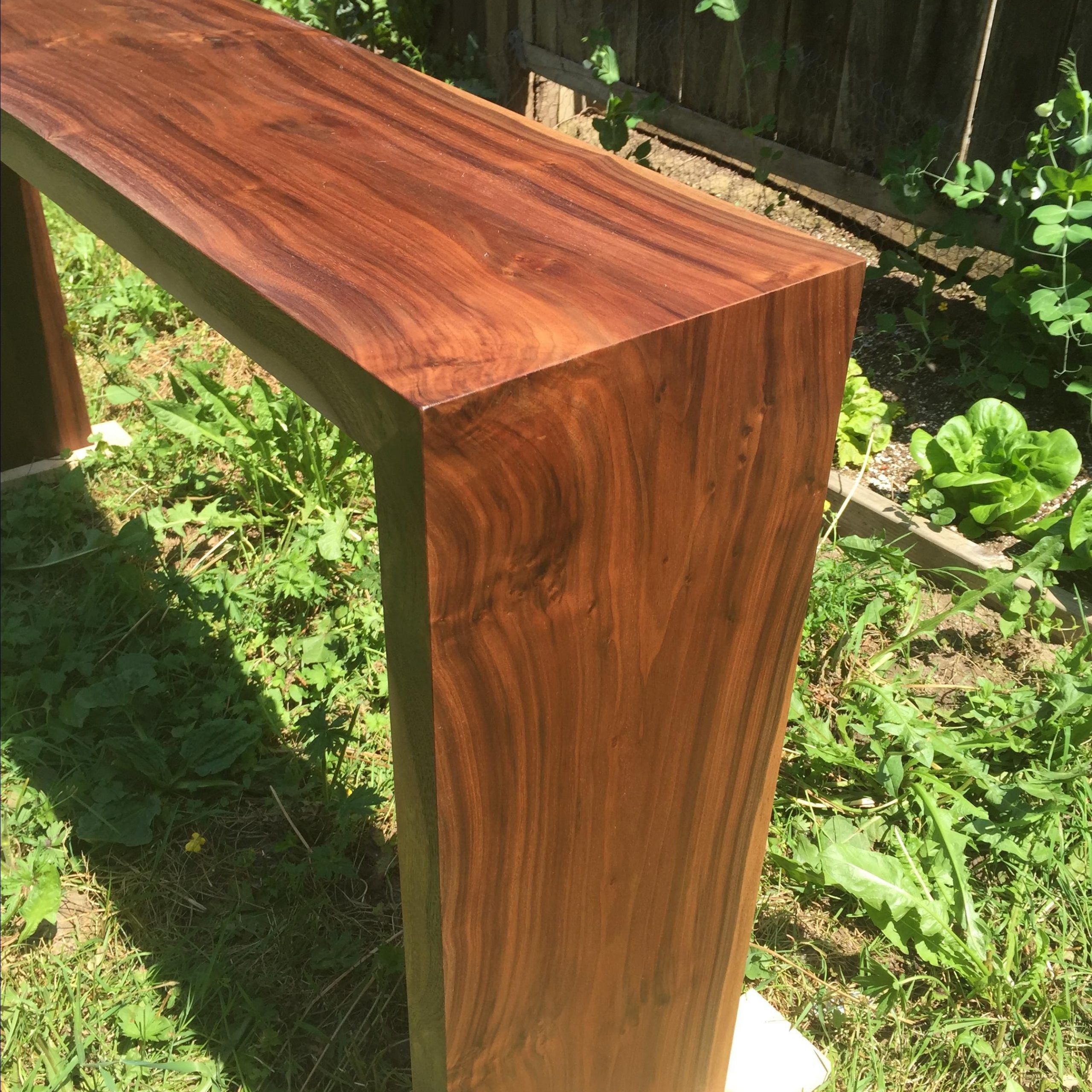 Hand Made Western Walnut Waterfall Console Tablecooper Woodworks Throughout Hand Finished Walnut Console Tables (Gallery 19 of 20)