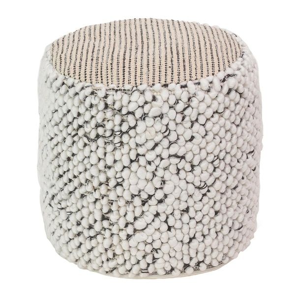 Hand Woven Boho Round Floor Pouf Ottoman Foot Rest – Beige & Black Intended For Traditional Hand Woven Pouf Ottomans (View 9 of 20)