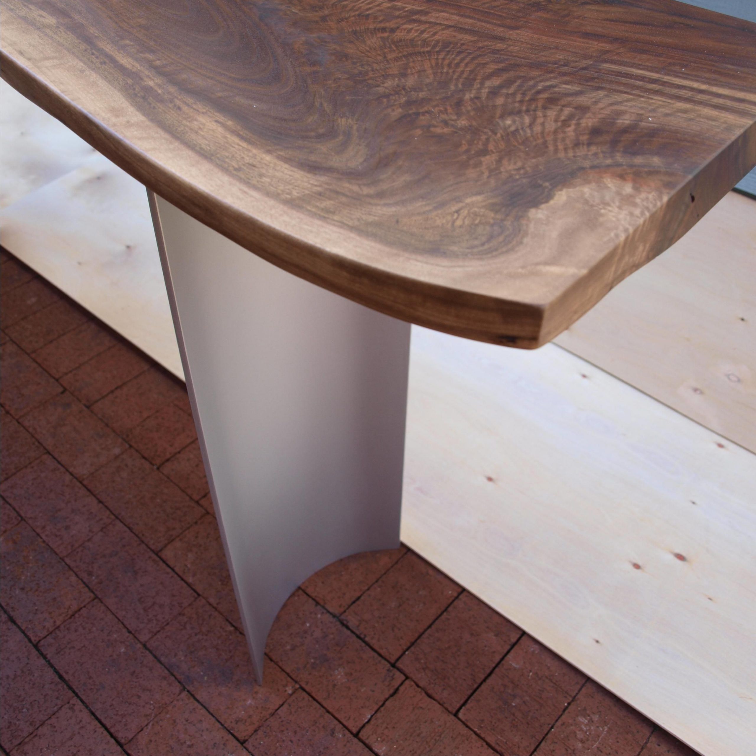 Handmade Live Edge Walnut Console Table With Curved Steel Base Regarding Walnut Console Tables (View 4 of 20)