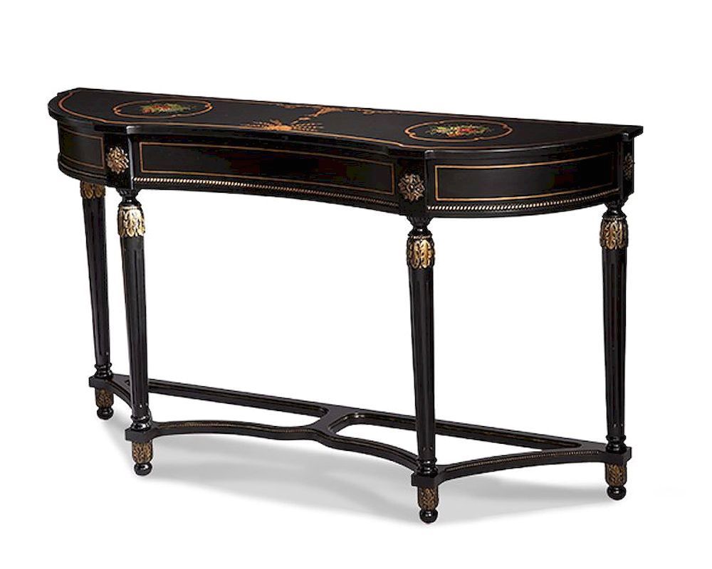 Handpainted Antique Style Decorative Wood Console Storage Table Within Antique Silver Metal Console Tables (View 5 of 20)