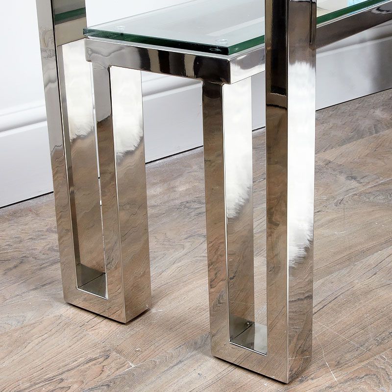 Harvey Chrome And Glass Console Table Dressing Table | Picture Perfect Home Regarding Chrome Console Tables (View 14 of 20)