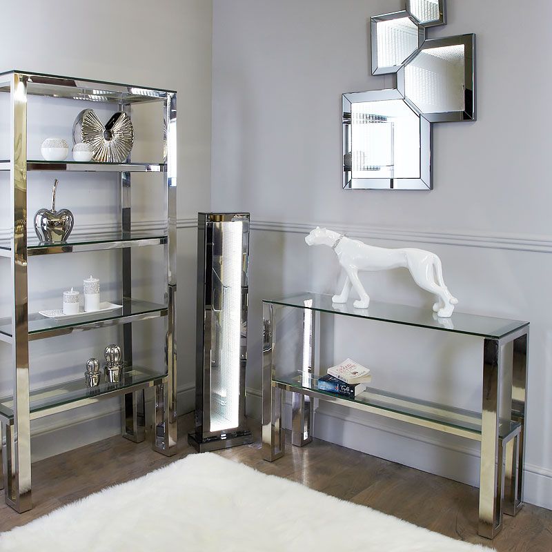 Harvey Chrome And Glass Console Table Dressing Table | Picture Perfect Home With Regard To Chrome Console Tables (View 18 of 20)