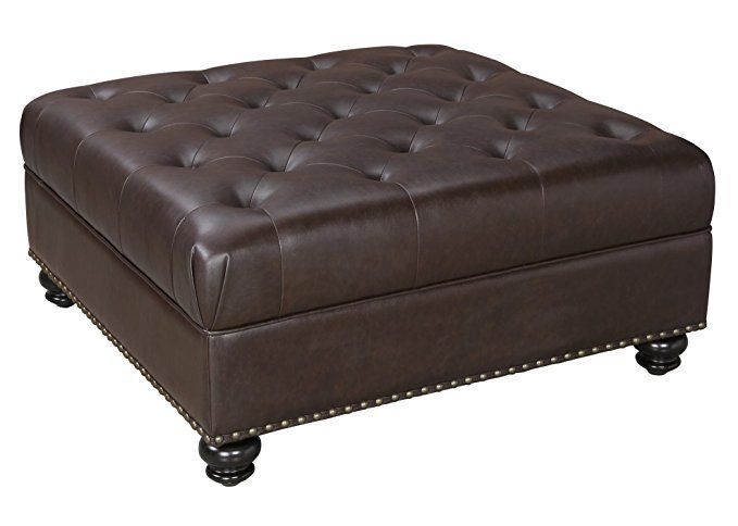Hastings Brown Tufted Faux Leather Ottoman, Brown Review | Faux Leather With Dark Brown Leather Pouf Ottomans (View 17 of 20)