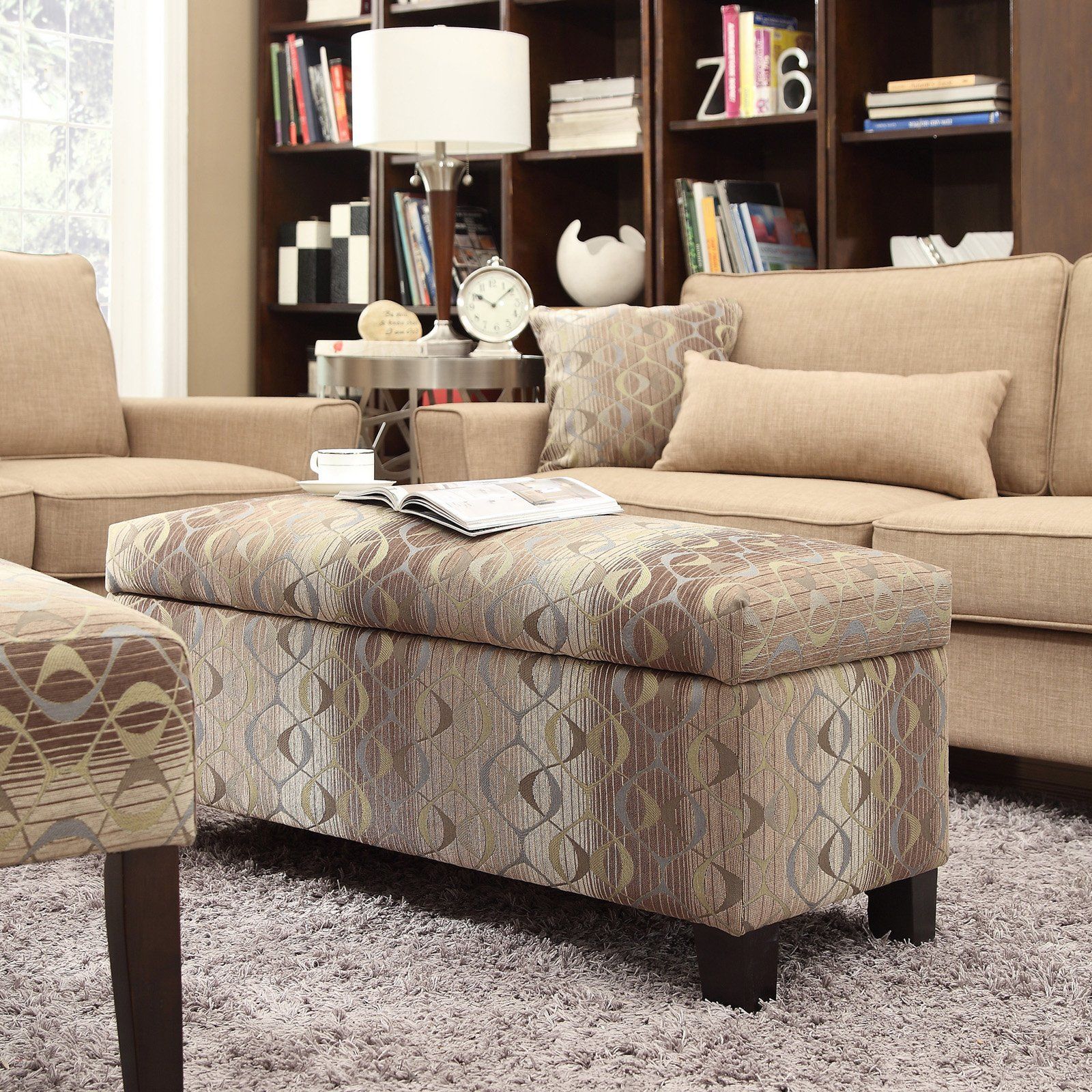 Have To Have It. Homelegance Roman Oval Print Fabric Storage Bench Within Gray Fabric Oval Ottomans (Gallery 19 of 20)