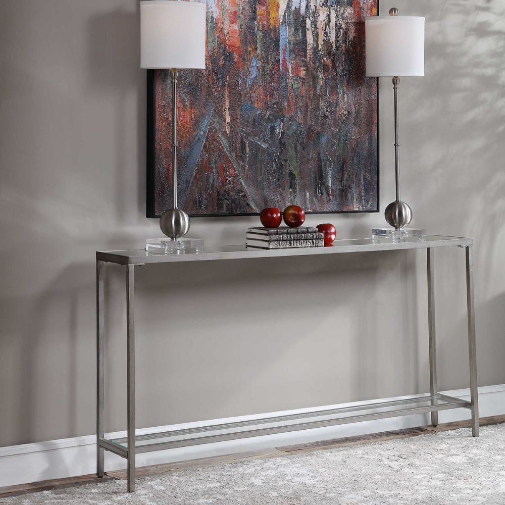 Hayley Console Table, Silver | Uttermost | Silver Console Table In Silver Mirror And Chrome Console Tables (View 18 of 20)