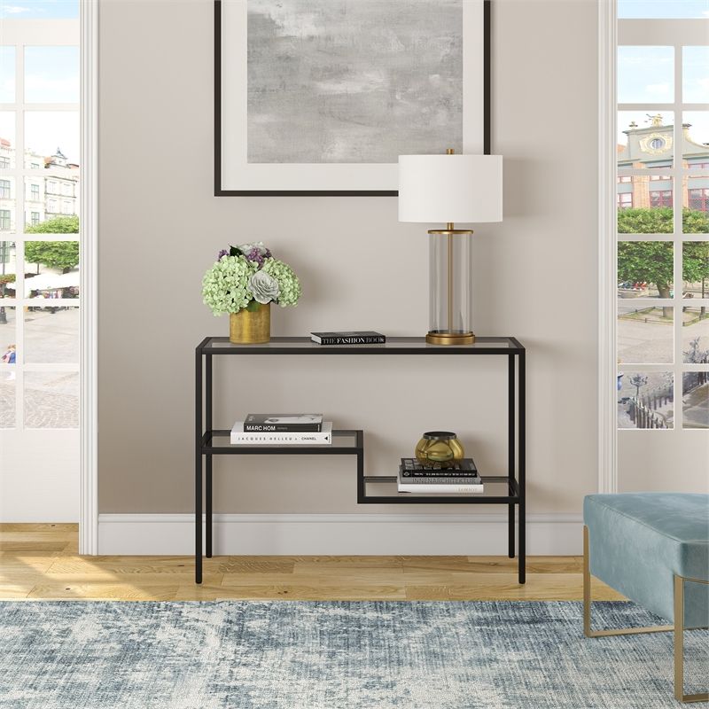 Henn&hart Contemporary Two Tier Metal Console Table In Black And Bronze Throughout Rustic Bronze Patina Console Tables (View 19 of 20)