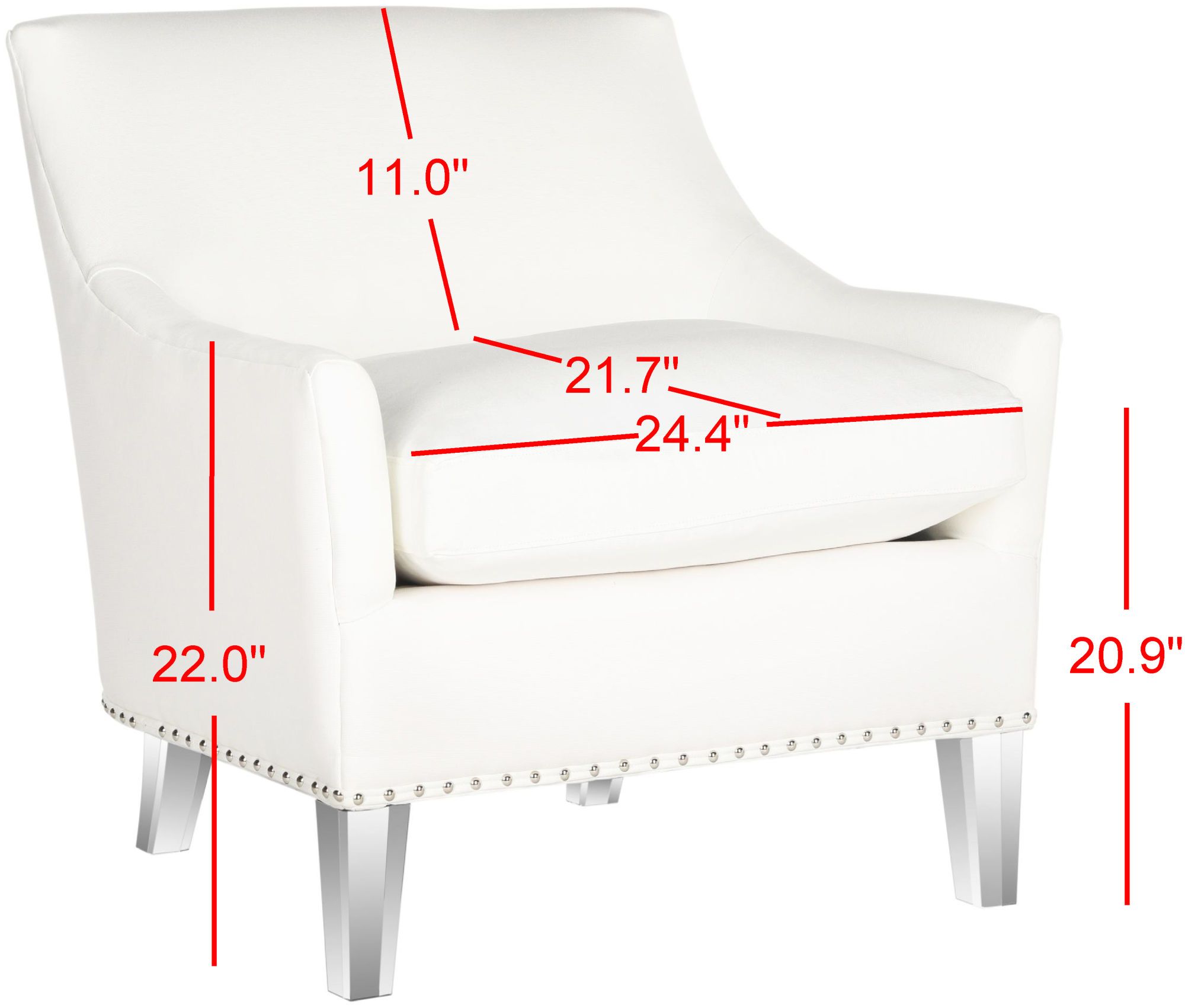 Hollywood Glam Tufted Acrylic White Club Chair W/ Silver Nail Heads Intended For White And Clear Acrylic Tufted Vanity Stools (View 10 of 20)