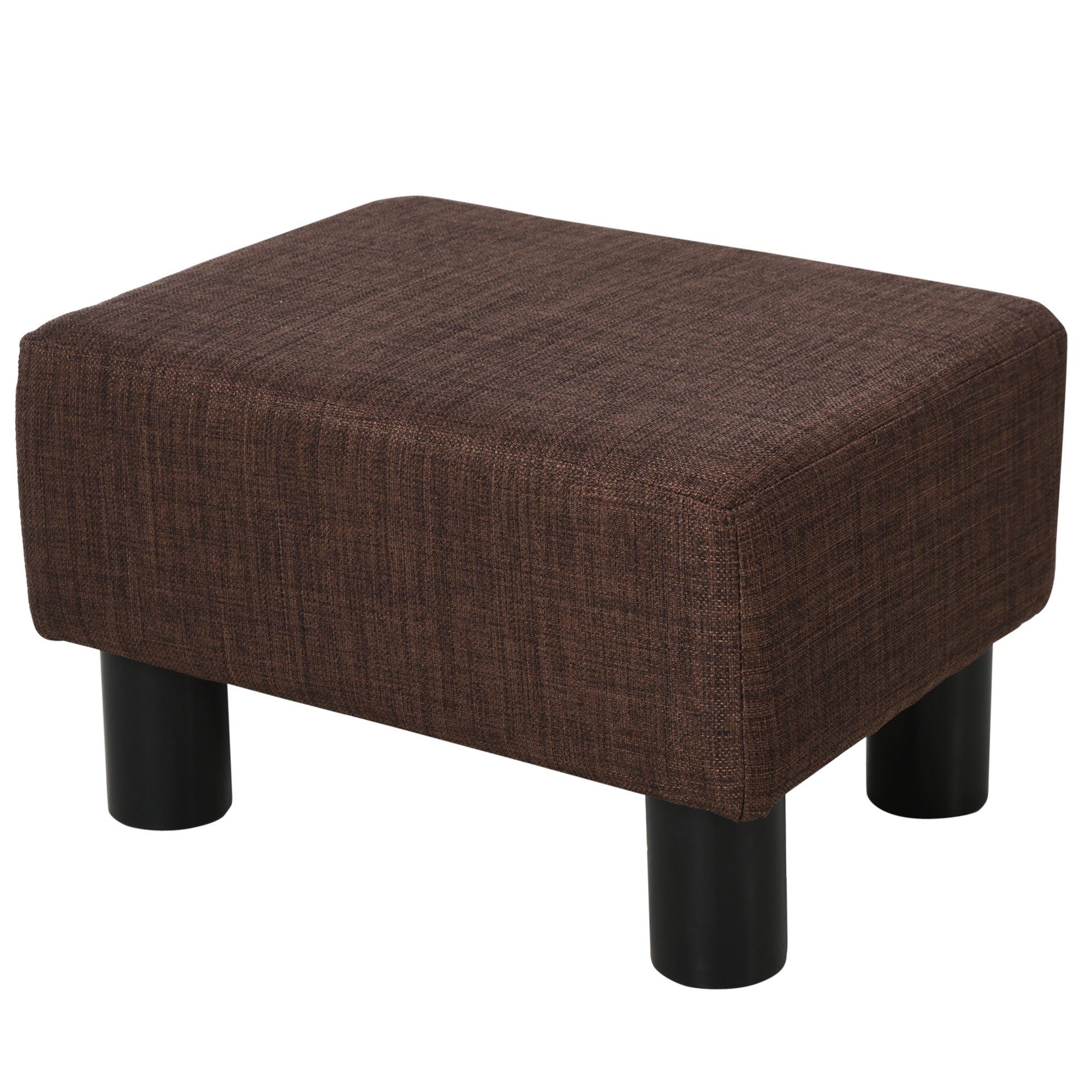 Homcom Linen Fabric Footstool Ottoman Cube W/ 4 Plastic Legs Black Intended For Solid Cuboid Pouf Ottomans (View 2 of 20)